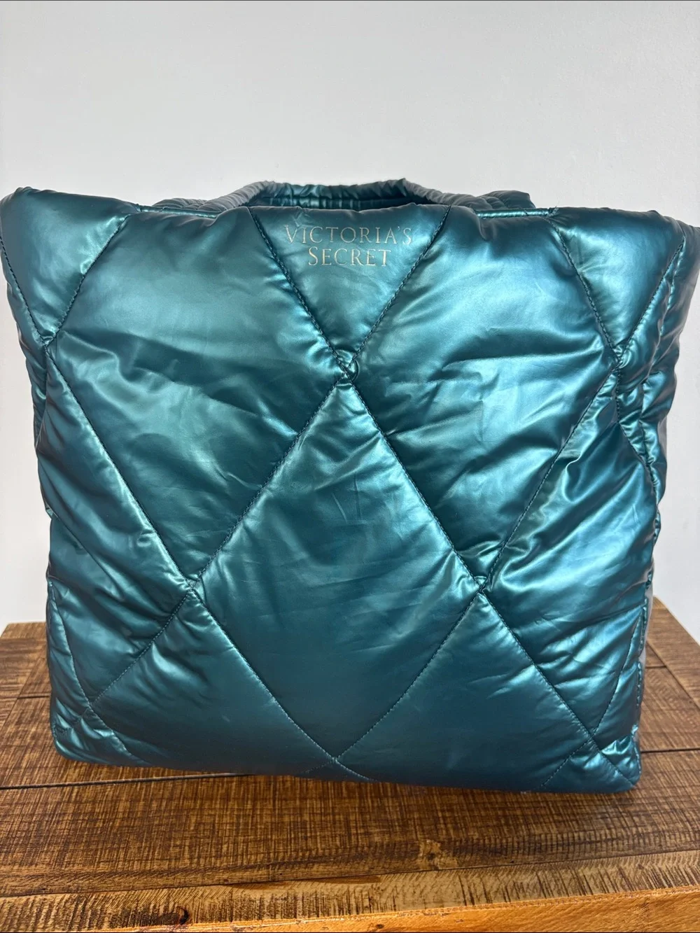 Victoria's Secret Shiny Teal Quilted Tote